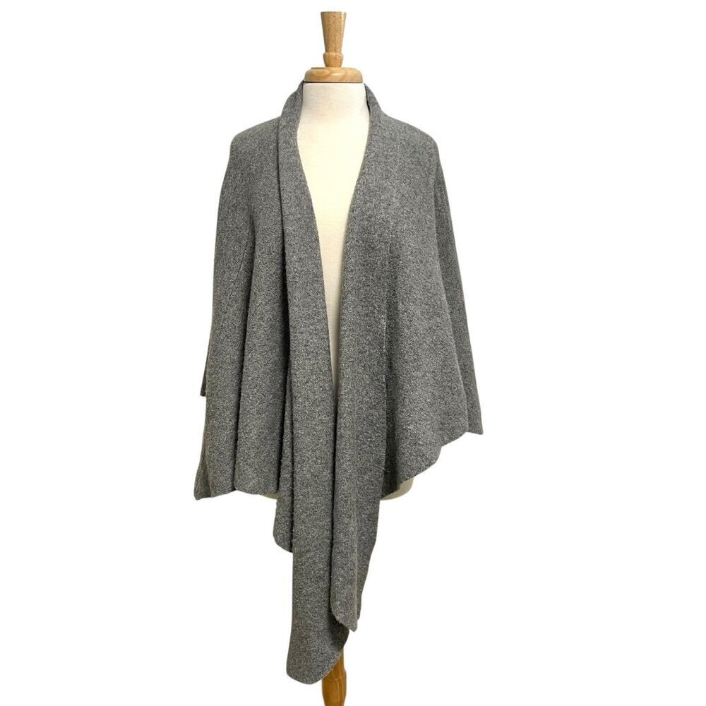 Anthropologie Wool Blend Poncho Open Front Cape Cardigan Sweater Gray One Size